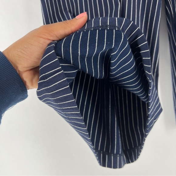 Anthropologie‎ Sunday In Brooklyn Navy Pinstriped Wide Leg Crop Pant Size XS - Picture 5 of 13